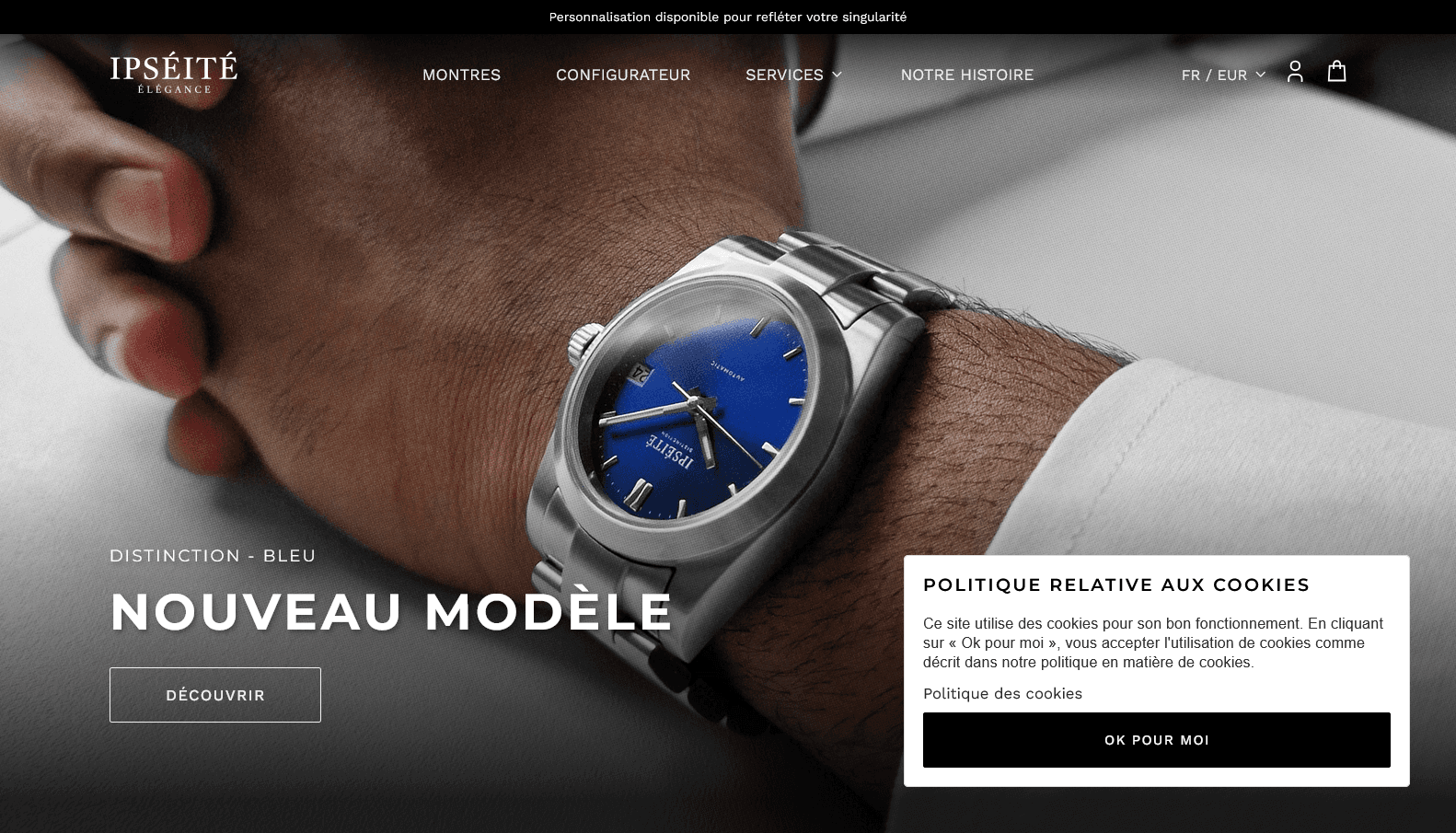 Page d'accueil du site IPSÉITÉ, Distinction cadran bleu au poignet