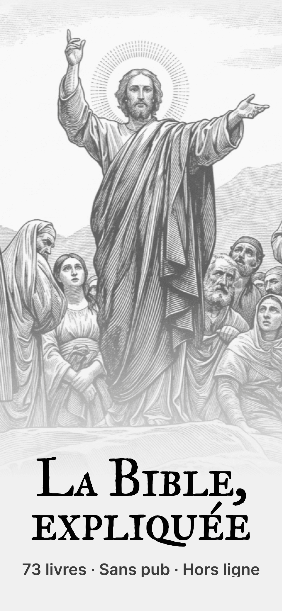 Couverture de l'app : La Bible expliquée, 73 livres, sans pub, hors ligne