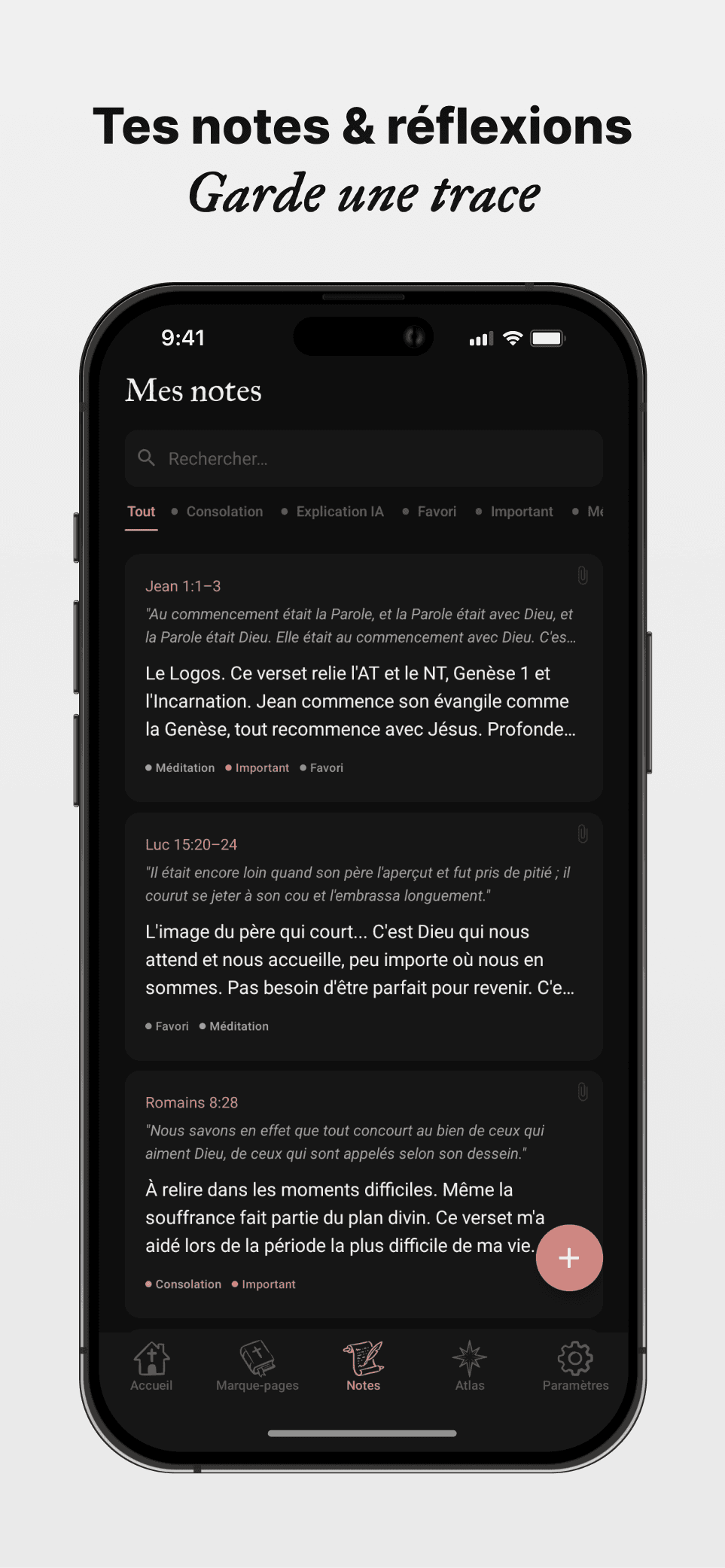 Notes et réflexions personnelles rattachées aux versets