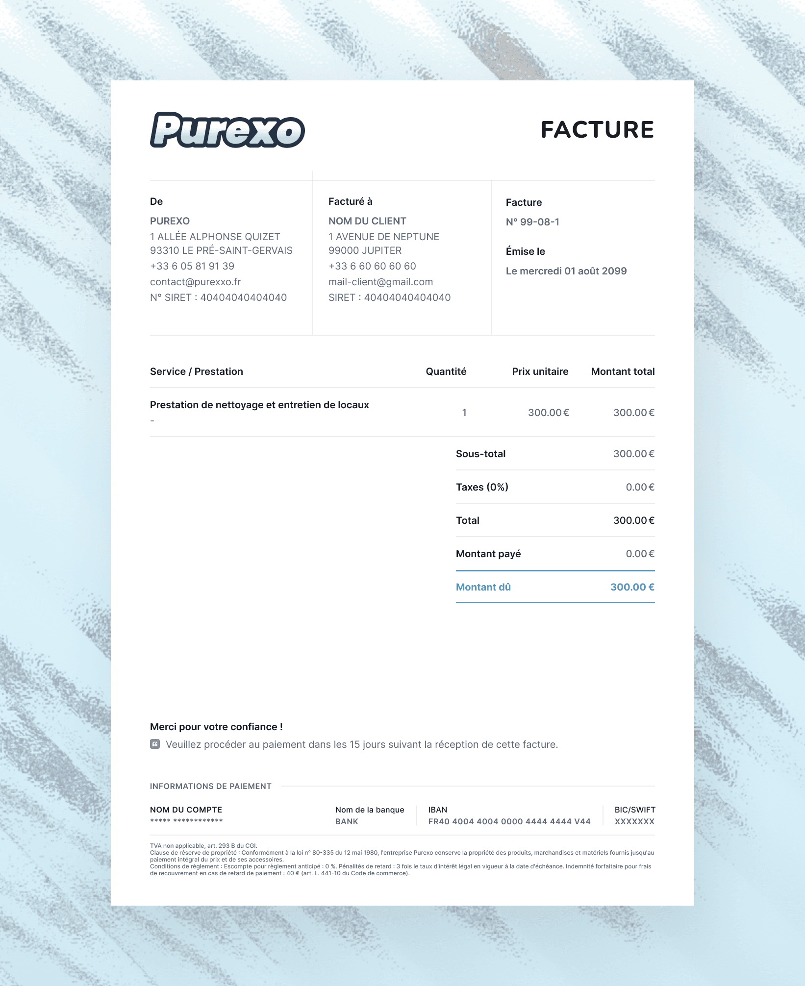 Modèle de facture Purexo