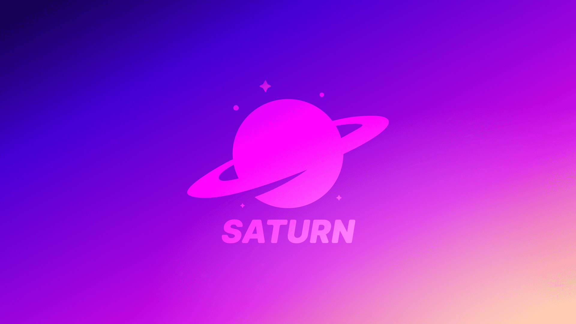 Logo Saturn Pictures sur un dégradé violet et magenta