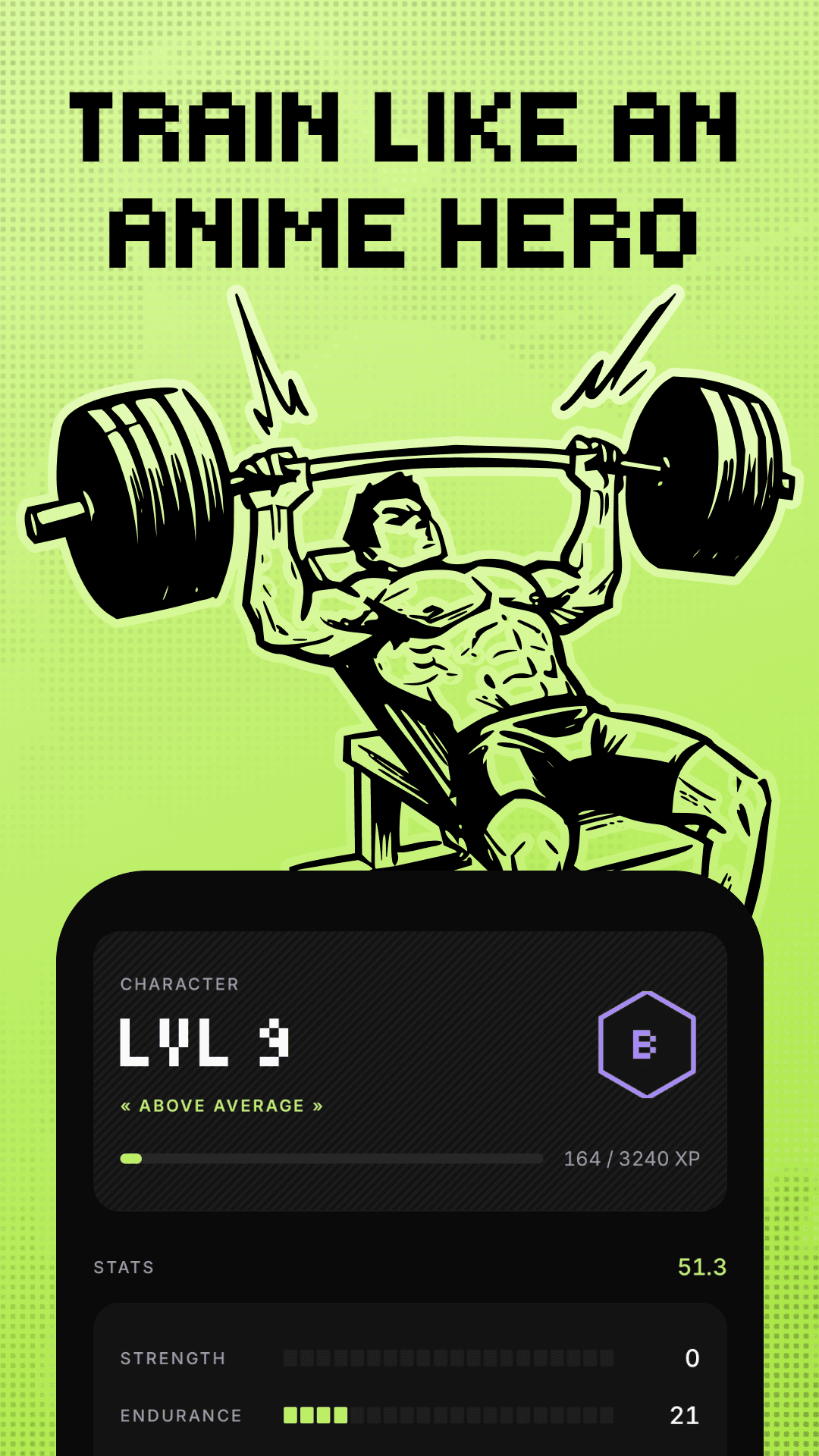 Capture store ZENKAI, Train like an anime hero, feuille de personnage