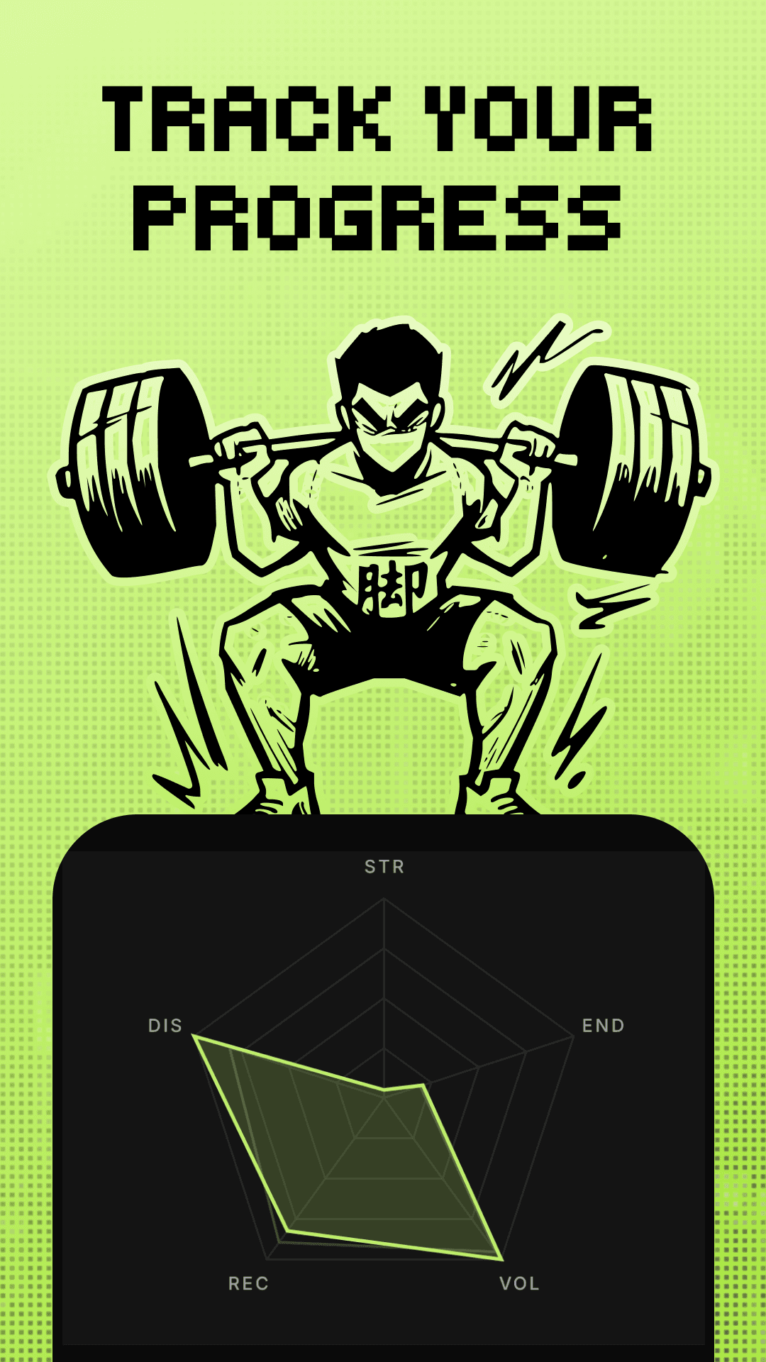Capture store ZENKAI, Track your progress, radar des cinq statistiques
