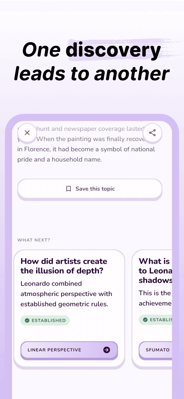 Capture store Miruma, One discovery leads to another, le carrousel des questions