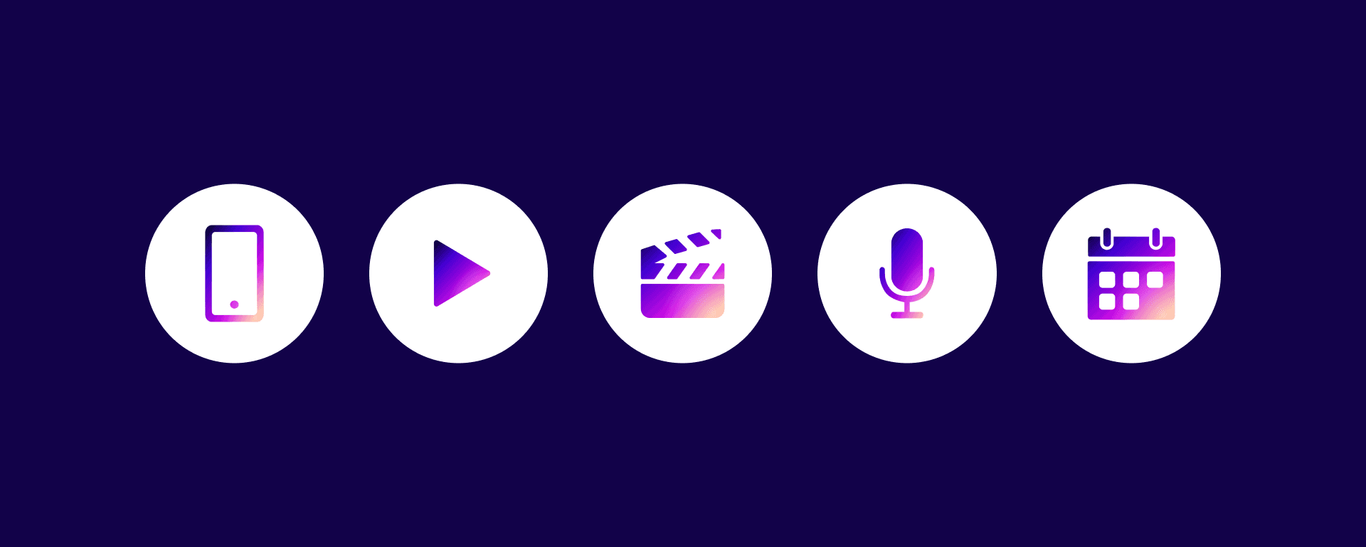 Pictogrammes de highlights Instagram : téléphone, lecture, clap, micro et calendrier